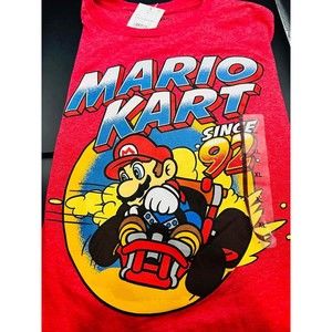 Round Neck T-Shirt Unisex Nintendo Mario Kart Short Sleeve Red